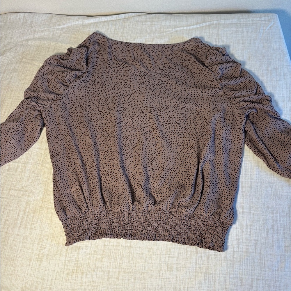 Brown Classic Crew Neck Blouse